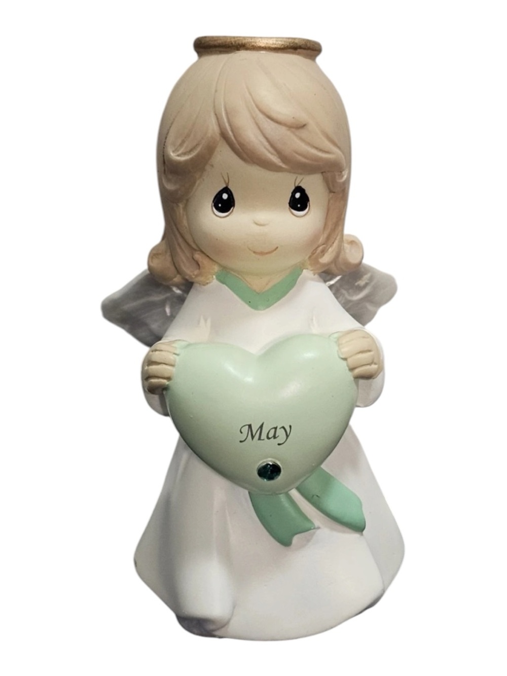 Precious Moments White and Mint Green May Angel Figurine